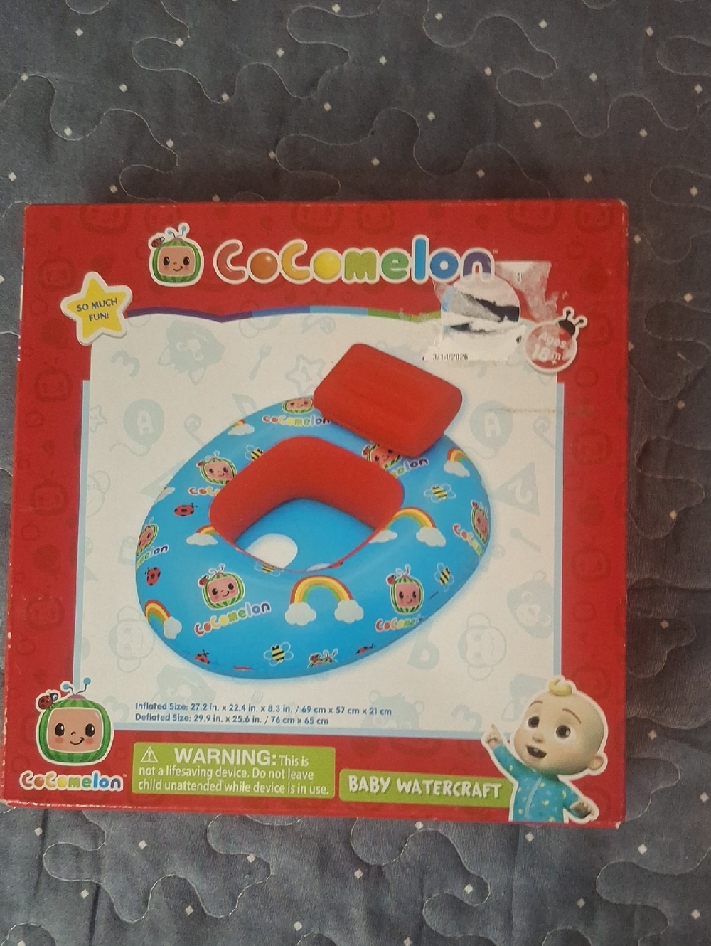 CoComelon Blue and Red Baby Watercraft Inflatable Float - new